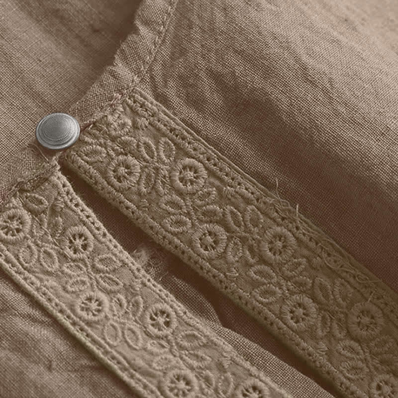 Camicia da donna casual a maniche a tre quarti con scollo rotondo e motivo Buddha Stones. - image 4