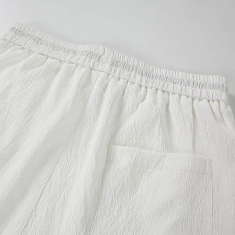 Buddha Stones Pantaloncini da uomo estivi casual in stile Tang con ricamo di gru e nuvole di buon auspicio, con tasche. - image 11
