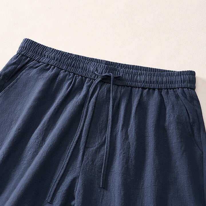 Buddha Stones Pantaloncini da uomo estivi casual minimalisti con coulisse, tinta unita, bottoni laterali decorativi a forma di rana e tasche. - image 10