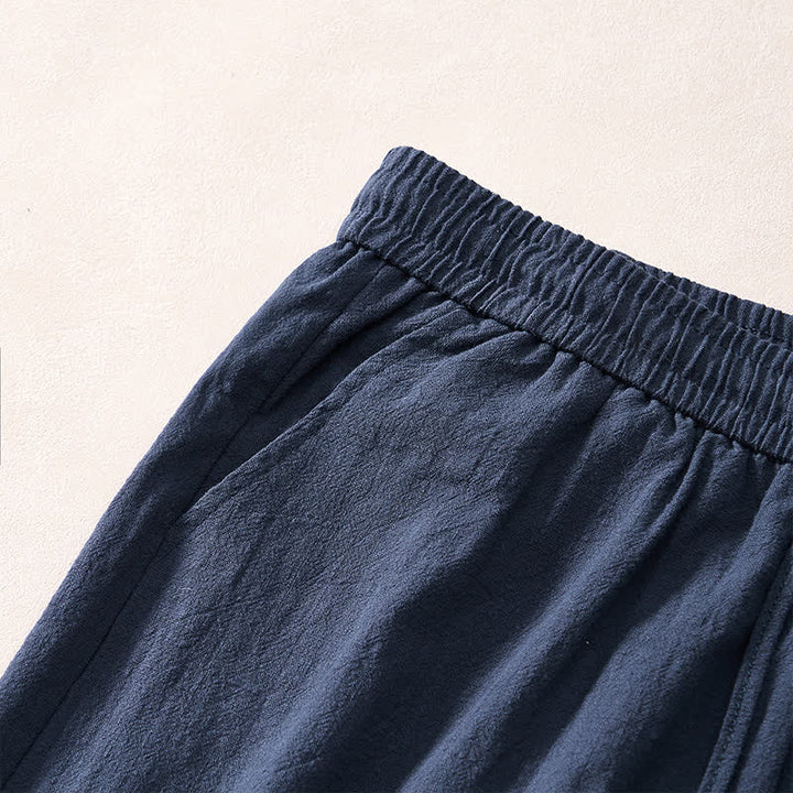 Buddha Stones Pantaloncini da uomo estivi casual minimalisti con coulisse, tinta unita, bottoni laterali decorativi a forma di rana e tasche. - image 11