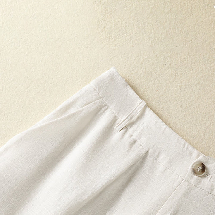 Buddha Stones Pantaloni estivi casual minimalisti con bottoni e cerniera, tinta unita, alla caviglia, da donna, a gamba larga con tasche. - image 10