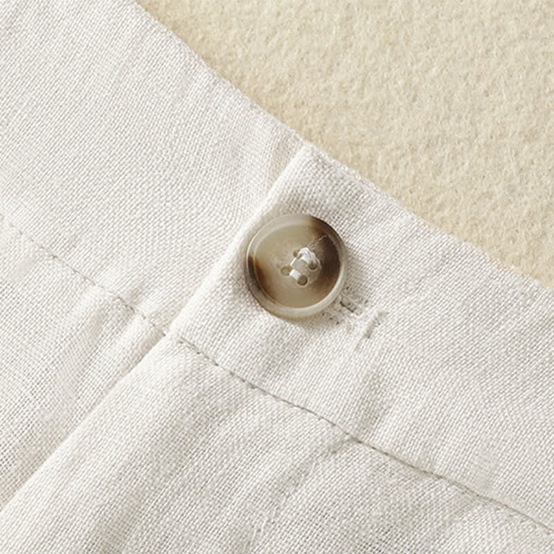 Buddha Stones Pantaloni estivi casual minimalisti con bottoni e cerniera, tinta unita, alla caviglia, da donna, a gamba larga con tasche. - image 11