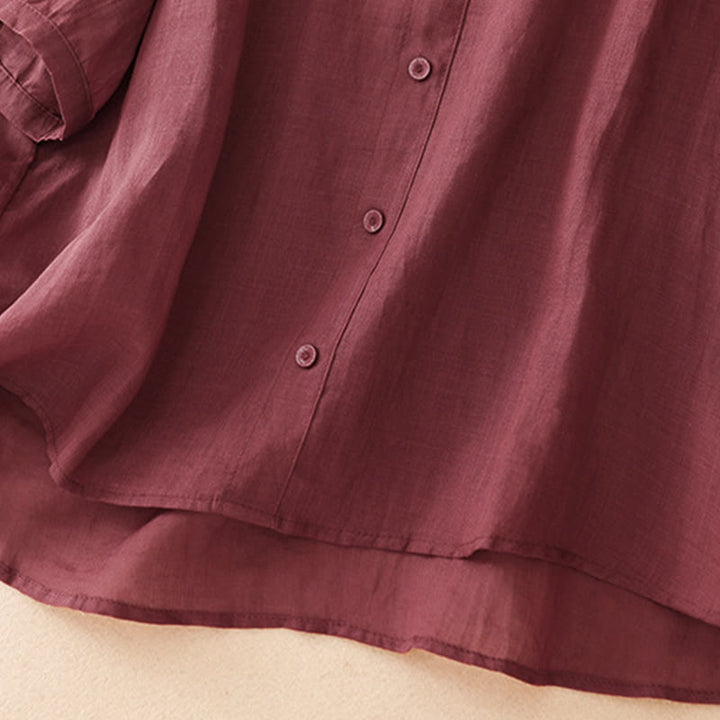 Buddha Stones Camicia da donna estiva casual ed elegante a maniche corte con scollo rotondo e bottoni, stile Tang, con ricamo a vite. - image 22