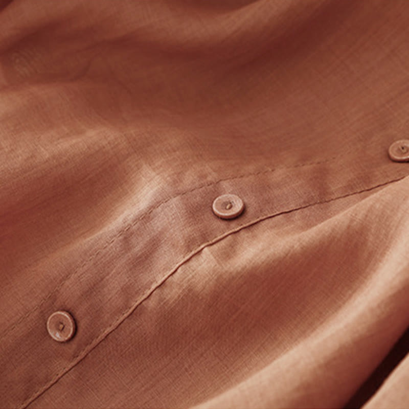 Buddha Stones Camicia da donna estiva casual ed elegante a maniche corte con scollo rotondo e bottoni, stile Tang, con ricamo a vite. - image 12