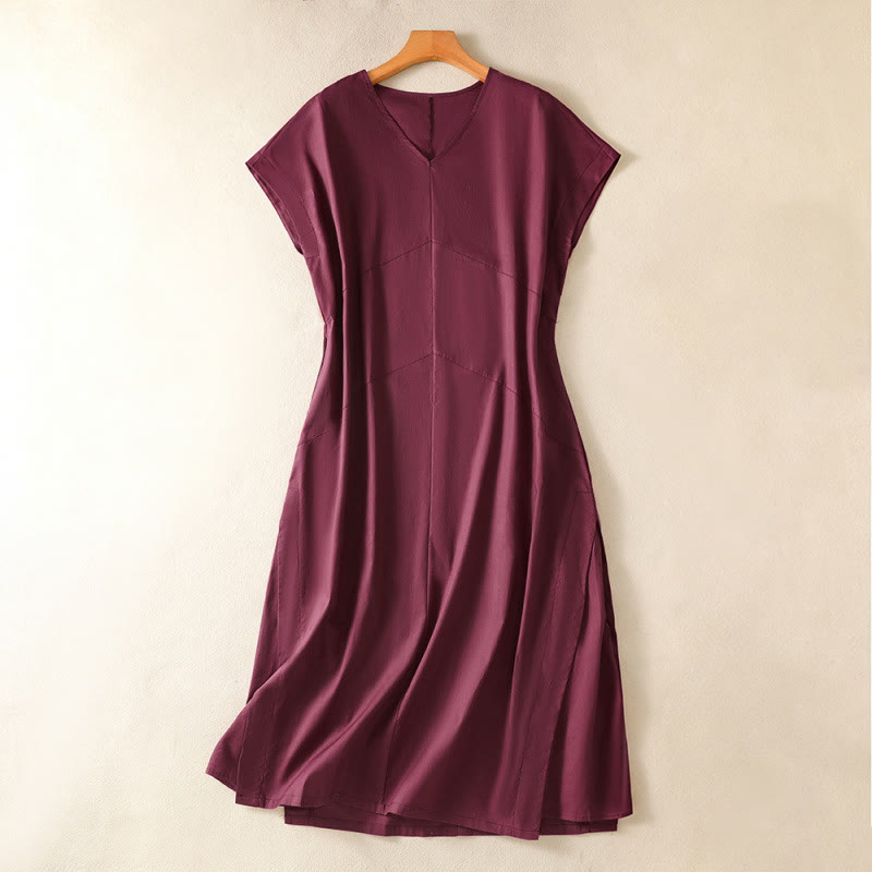 Buddha Stones Abito estivo da donna elegante, minimalista, tinta unita, senza maniche e con tasca. - Magenta scuro - US14, UK/AU18, EU46 (2XL) - image 3