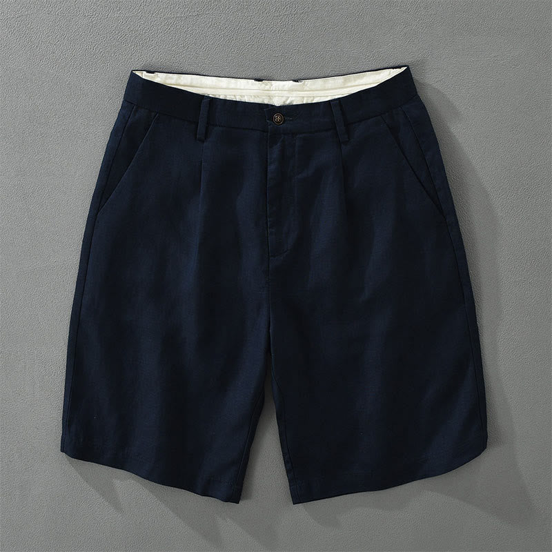 Buddha Stones Pantaloncini da uomo estivi casual minimalisti a gamba larga con cerniera e tasca - Marina - US/UK/AU42, EU52 (3XL) - image 1