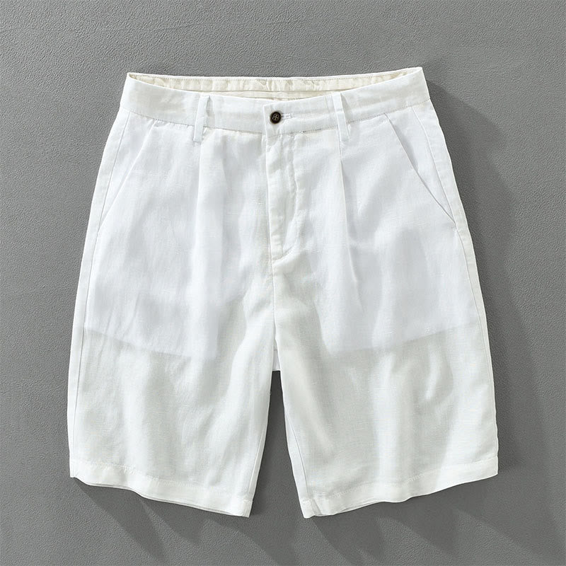 Buddha Stones Pantaloncini da uomo estivi casual minimalisti a gamba larga con cerniera e tasca - Bianco - US/UK/AU42, EU52 (3XL) - image 9