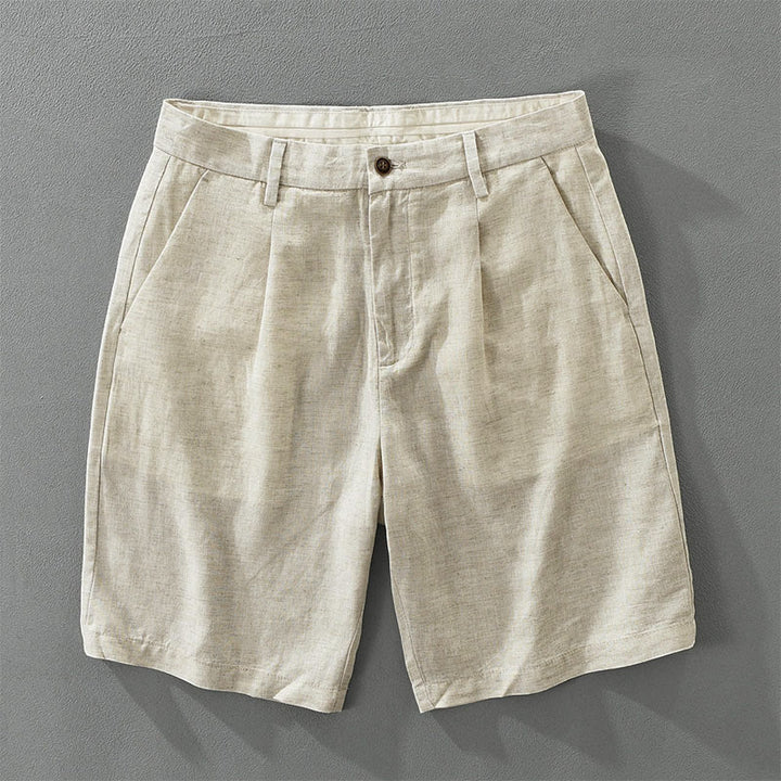Buddha Stones Pantaloncini da uomo estivi casual minimalisti a gamba larga con cerniera e tasca - Beige - US/UK/AU42, EU52 (3XL) - image 0