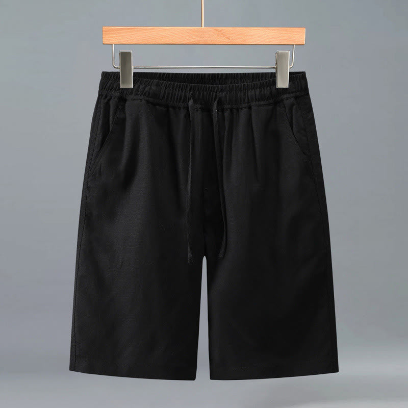 Buddha Stones Pantaloncini da uomo estivi casual minimalisti con coulisse, tinta unita e tasca - Nero - US/UK/AU42, EU52 (3XL) - image 13