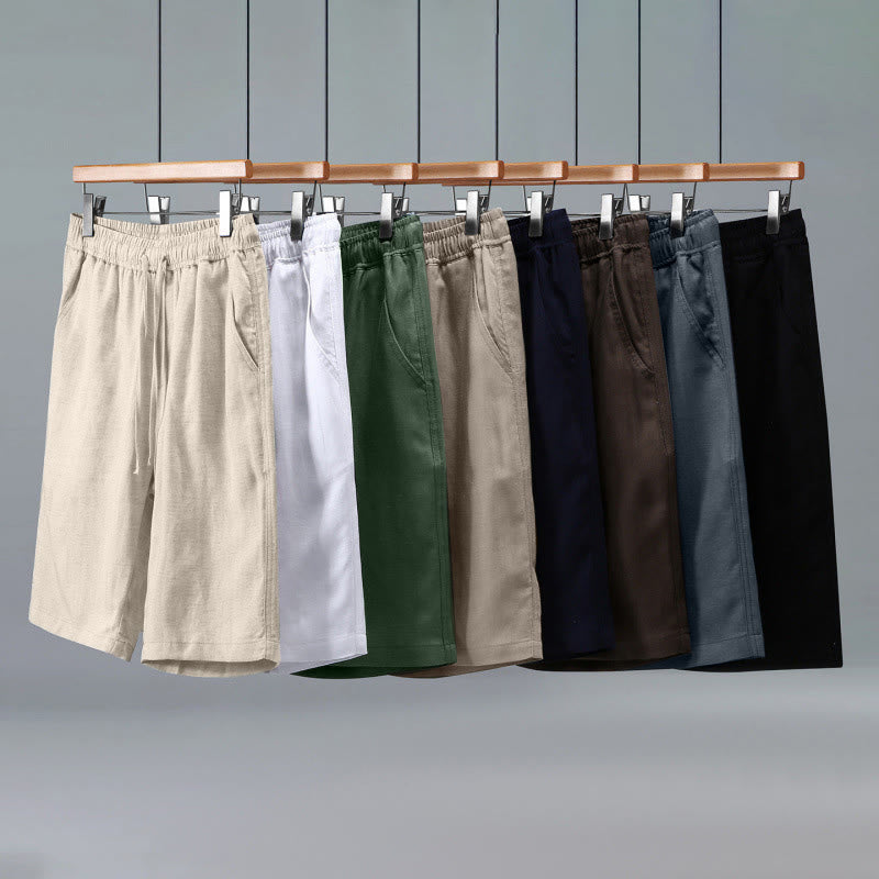 Buddha Stones Pantaloncini da uomo estivi casual minimalisti con coulisse, tinta unita e tasca - image 16