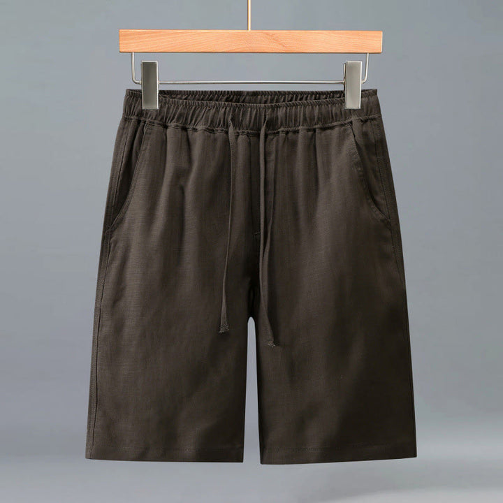 Buddha Stones Pantaloncini da uomo estivi casual minimalisti con coulisse, tinta unita e tasca - Marrone sella - US/UK/AU42, EU52 (3XL) - image 10