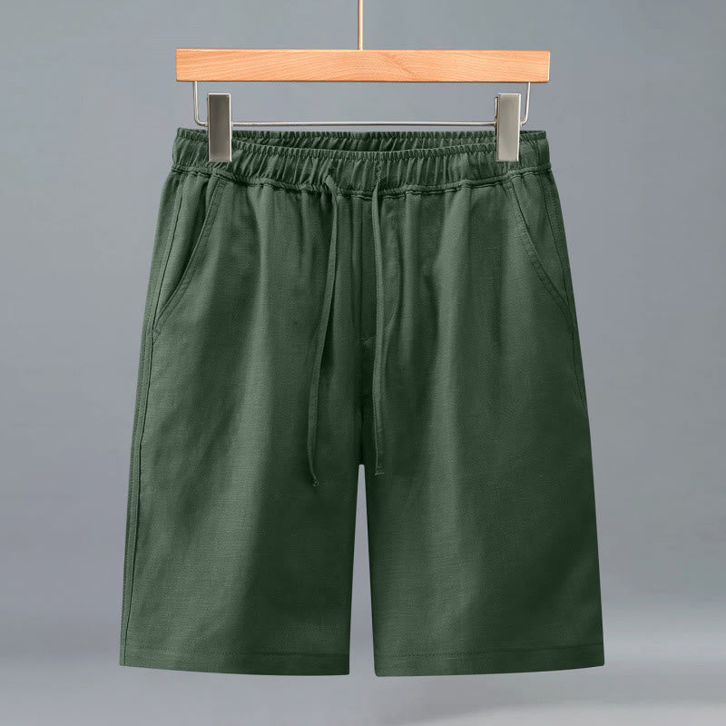 Buddha Stones Pantaloncini da uomo estivi casual minimalisti con coulisse, tinta unita e tasca - Verde studentesco - US/UK/AU42, EU52 (3XL) - image 14