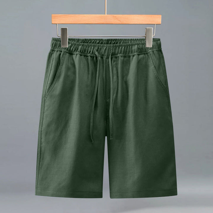 Buddha Stones Pantaloncini da uomo estivi casual minimalisti con coulisse, tinta unita e tasca - Verde studentesco - US/UK/AU42, EU52 (3XL) - image 14