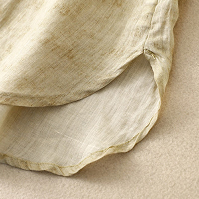 Abito midi estivo casual con colletto alla coreana e maniche a tre quarti, ricamato Buddha Stones. - image 16