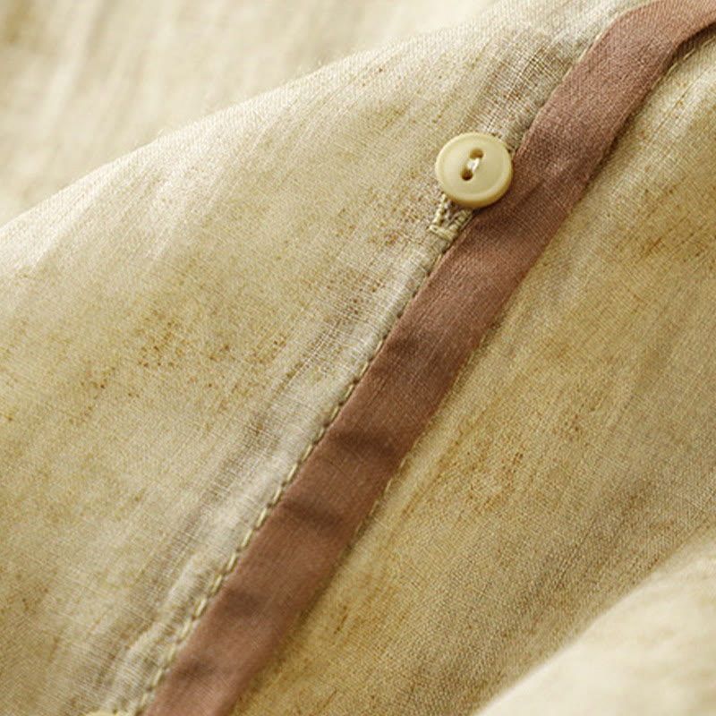 Abito midi estivo casual con colletto alla coreana e maniche a tre quarti, ricamato Buddha Stones. - image 13