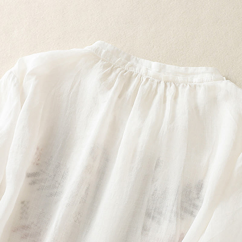 Camicia da donna a maniche a tre quarti con ricamo artistico e motivo a Buddha Stones. - image 16