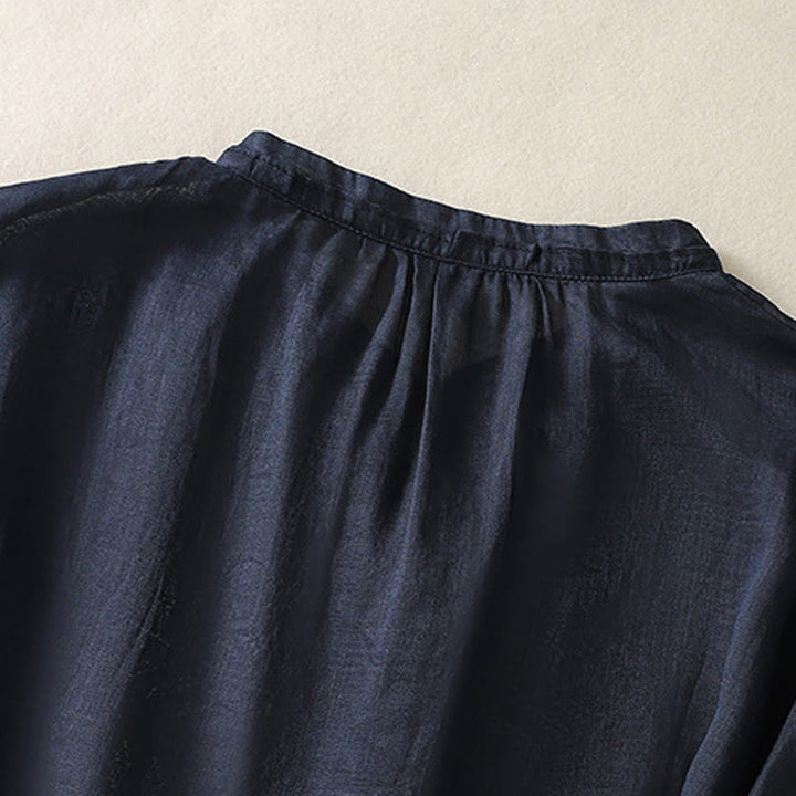 Camicia da donna a maniche a tre quarti con ricamo artistico e motivo a Buddha Stones. - image 10