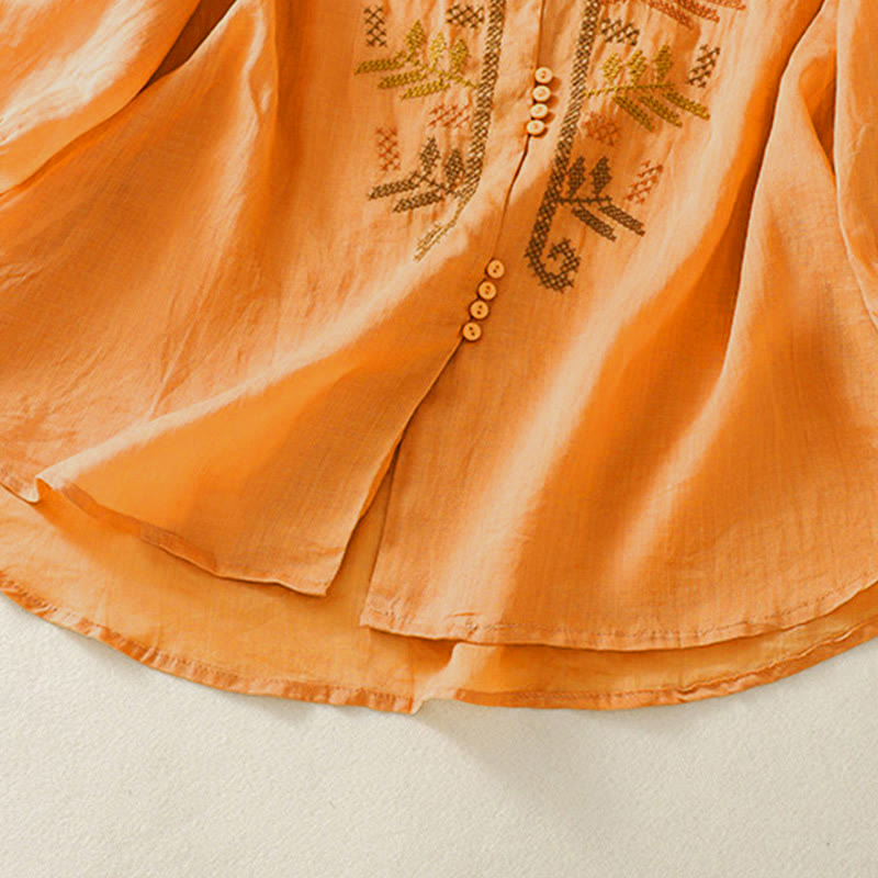 Camicia da donna a maniche a tre quarti con ricamo artistico e motivo a Buddha Stones. - image 5