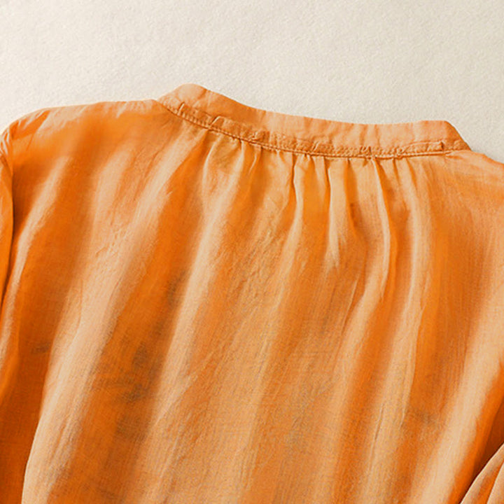 Camicia da donna a maniche a tre quarti con ricamo artistico e motivo a Buddha Stones. - image 3