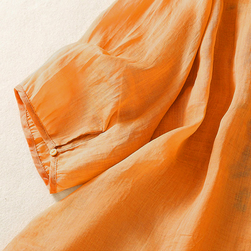Camicia da donna a maniche a tre quarti con ricamo artistico e motivo a Buddha Stones. - image 4