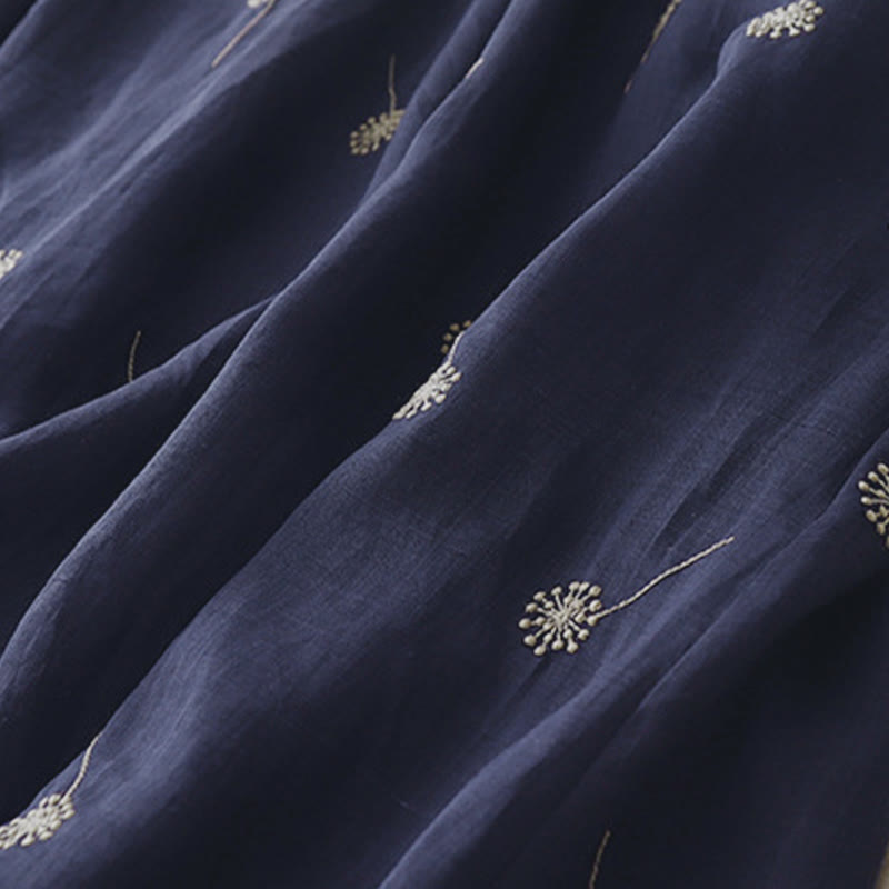 Abito midi senza maniche in cotone con stampa Buddha Stones , blu notte, allacciatura e tasche. - image 8