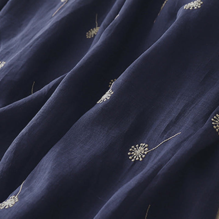 Abito midi senza maniche in cotone con stampa Buddha Stones , blu notte, allacciatura e tasche. - image 8