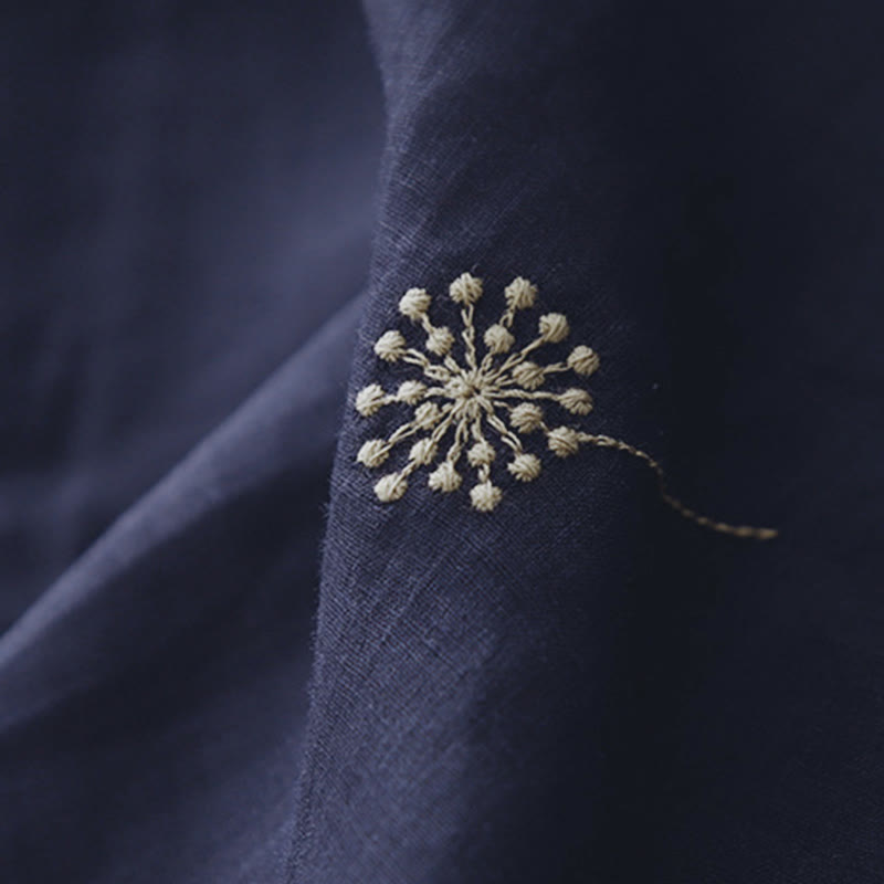 Abito midi senza maniche in cotone con stampa Buddha Stones , blu notte, allacciatura e tasche. - image 9