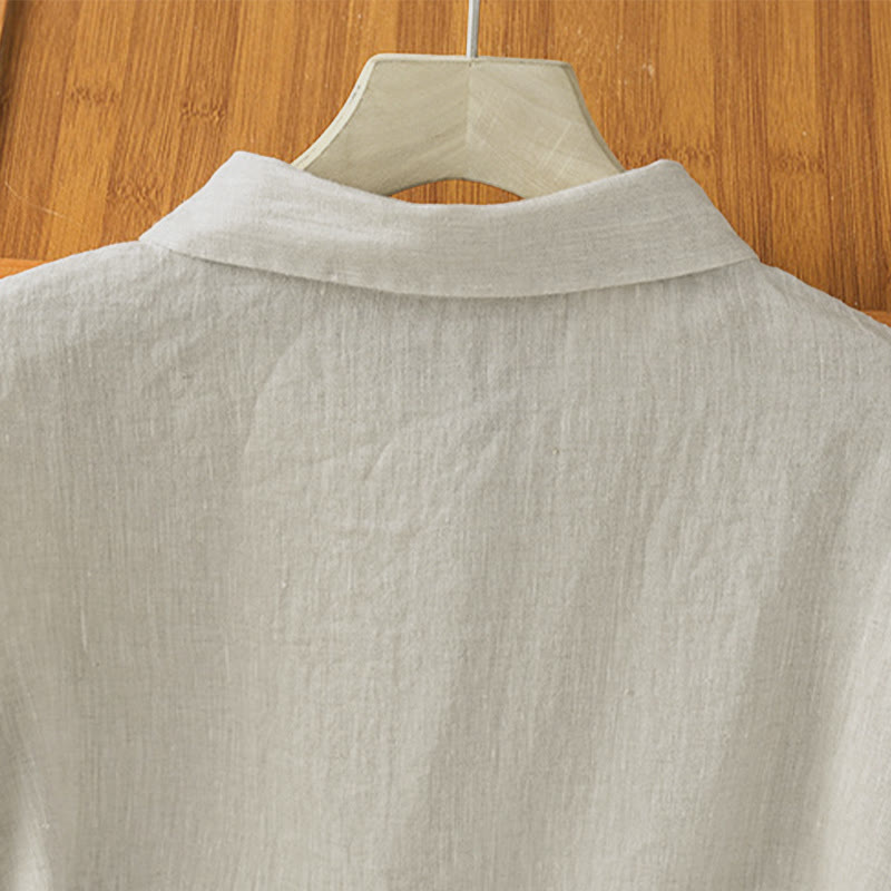 Camicia da donna estiva a maniche corte con bottoni e stampa Buddha Stones. - image 27