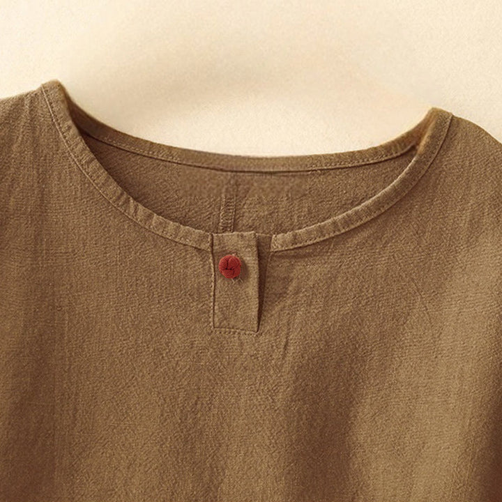 T-shirt da donna a maniche corte, girocollo, modello ampio, con stampa Buddha Stones. - image 14