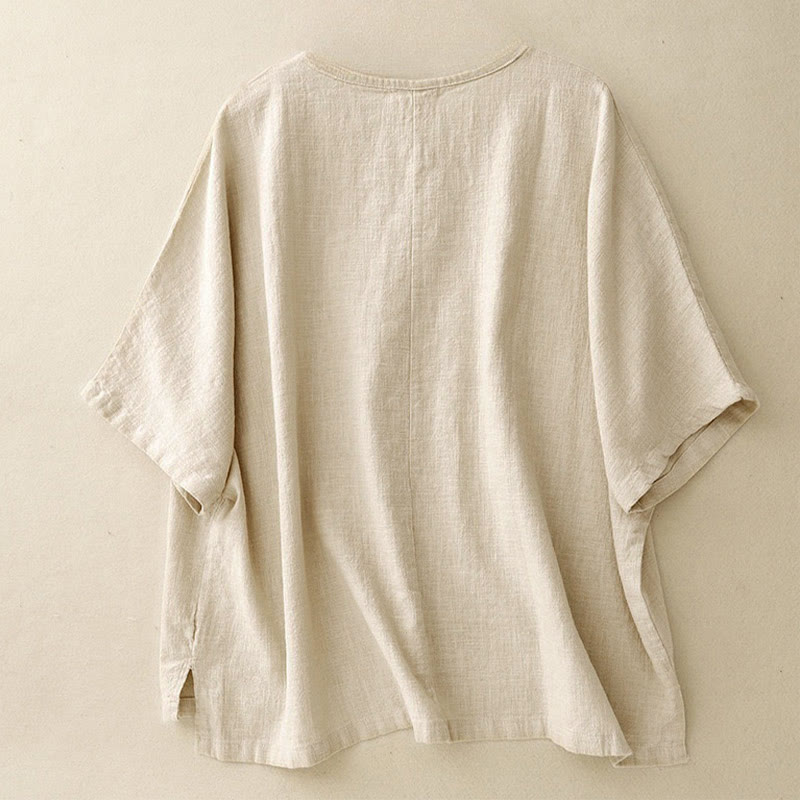 T-shirt da donna a maniche corte, girocollo, modello ampio, con stampa Buddha Stones. - image 1
