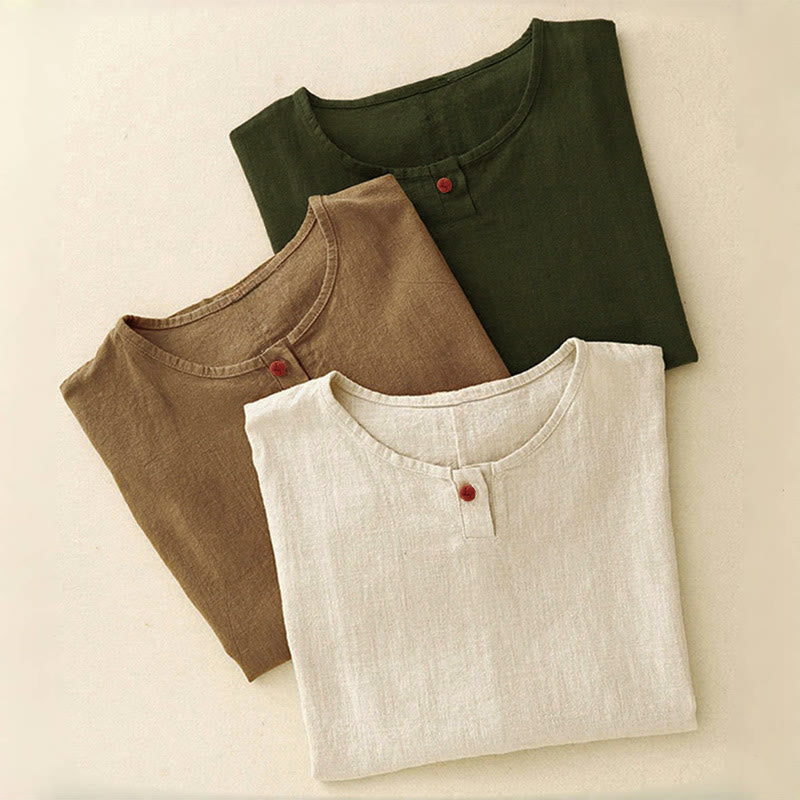 T-shirt da donna a maniche corte, girocollo, modello ampio, con stampa Buddha Stones. - image 19