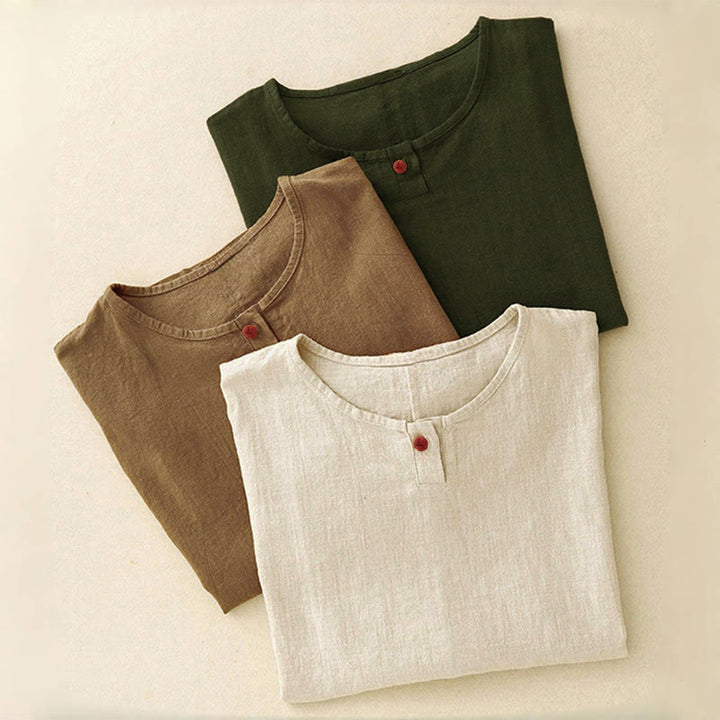 T-shirt da donna a maniche corte, girocollo, modello ampio, con stampa Buddha Stones. - image 19