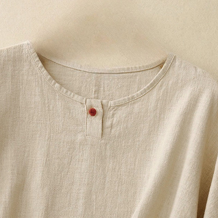 T-shirt da donna a maniche corte, girocollo, modello ampio, con stampa Buddha Stones. - image 2
