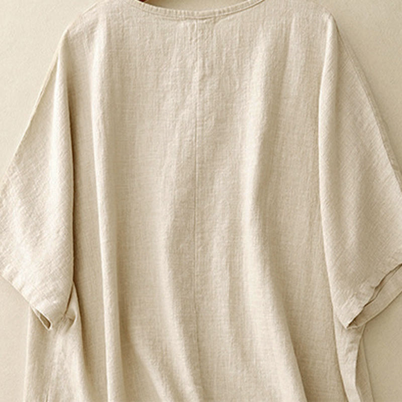 T-shirt da donna a maniche corte, girocollo, modello ampio, con stampa Buddha Stones. - image 3