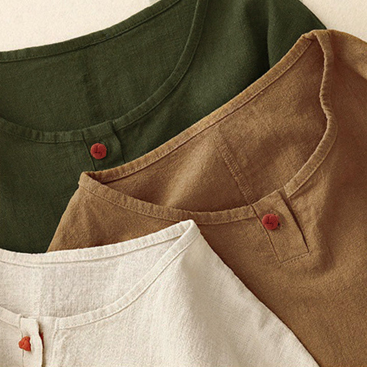 T-shirt da donna a maniche corte, girocollo, modello ampio, con stampa Buddha Stones. - image 20