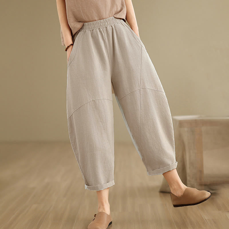 Buddha Stones Spring 7-8 Pantaloni harem da donna a tinta unita con tasche - image 7