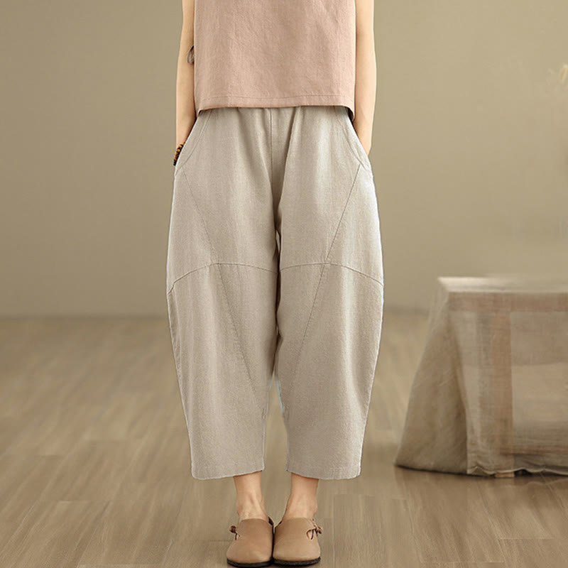 Buddha Stones Spring 7-8 Pantaloni harem da donna a tinta unita con tasche - image 1