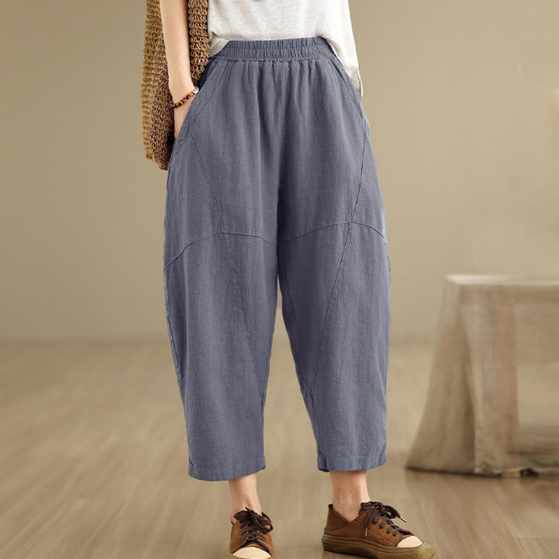 Buddha Stones Spring 7-8 Pantaloni harem da donna a tinta unita con tasche - image 13