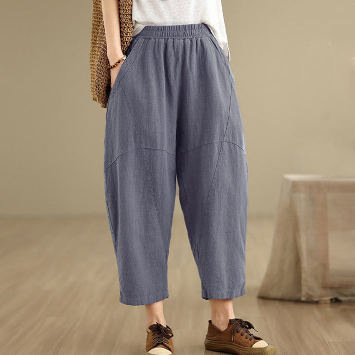 Buddha Stones Spring 7-8 Pantaloni harem da donna a tinta unita con tasche - image 13