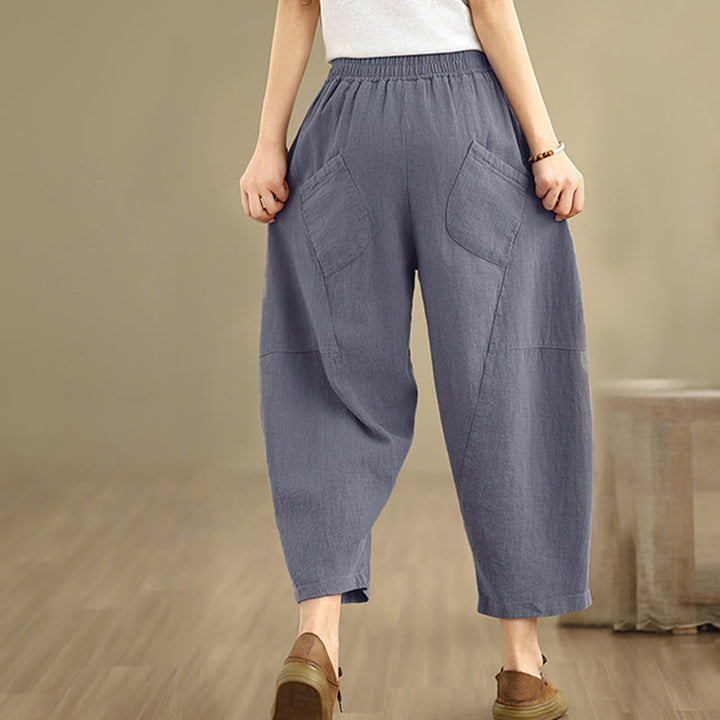 Buddha Stones Spring 7-8 Pantaloni harem da donna a tinta unita con tasche - image 12