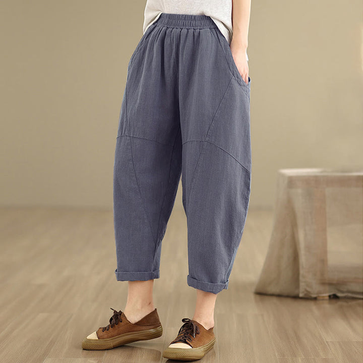 Buddha Stones Spring 7-8 Pantaloni harem da donna a tinta unita con tasche - image 11