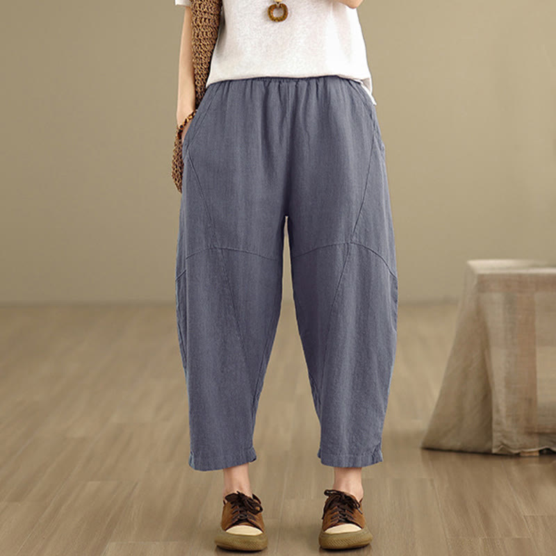 Buddha Stones Spring 7-8 Pantaloni harem da donna a tinta unita con tasche - image 10
