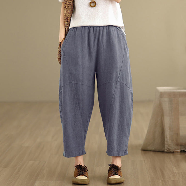 Buddha Stones Spring 7-8 Pantaloni harem da donna a tinta unita con tasche - image 10