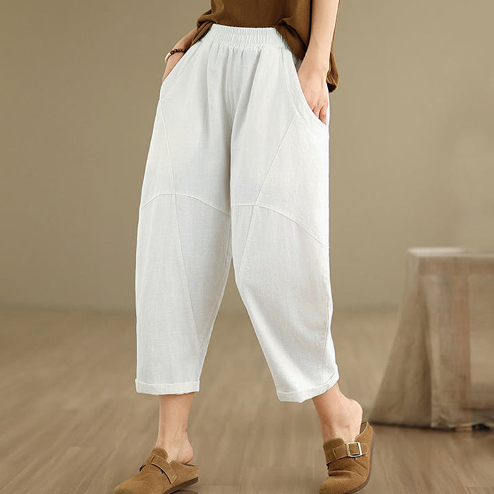 Buddha Stones Spring 7-8 Pantaloni harem da donna a tinta unita con tasche - image 18