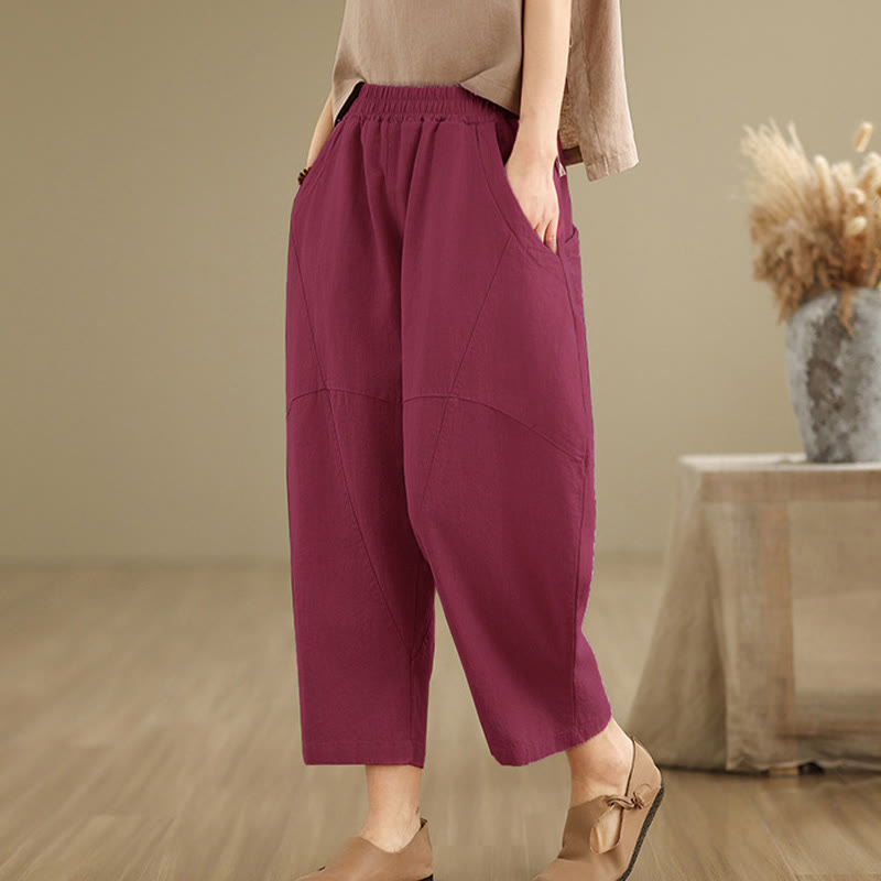 Buddha Stones Spring 7-8 Pantaloni harem da donna a tinta unita con tasche - image 16