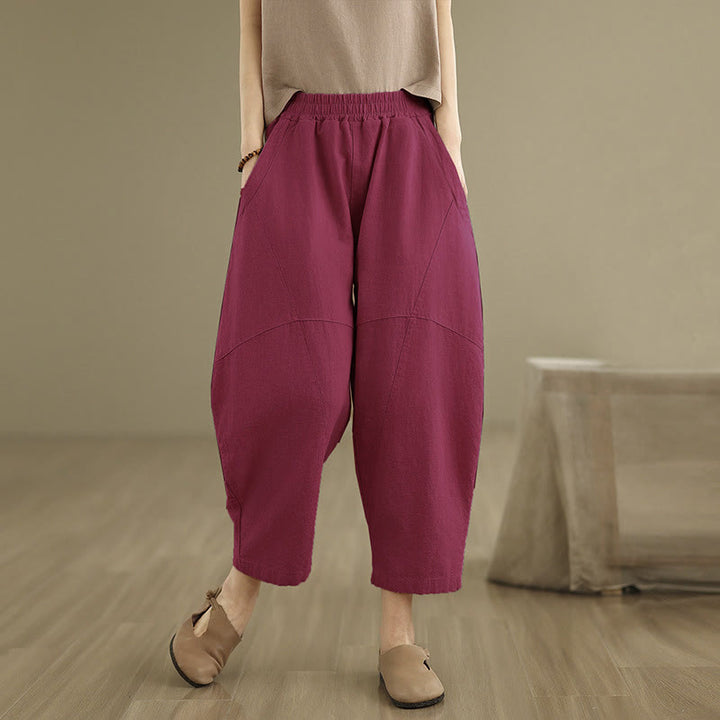 Buddha Stones Spring 7-8 Pantaloni harem da donna a tinta unita con tasche - RossoViola Medio - US8-10, UK/AU12-14, EU40-42 (2XL) - image 15