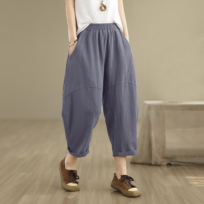 Buddha Stones Spring 7-8 Pantaloni harem da donna a tinta unita con tasche - SteelBlue - US8-10, UK/AU12-14, EU40-42 (2XL) - image 9