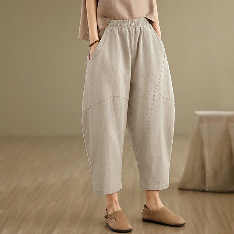 Buddha Stones Spring 7-8 Pantaloni harem da donna a tinta unita con tasche - image 6