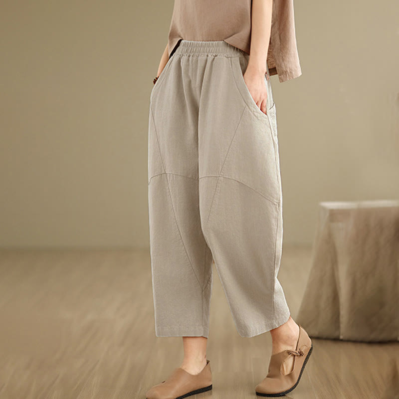 Buddha Stones Spring 7-8 Pantaloni harem da donna a tinta unita con tasche - image 3