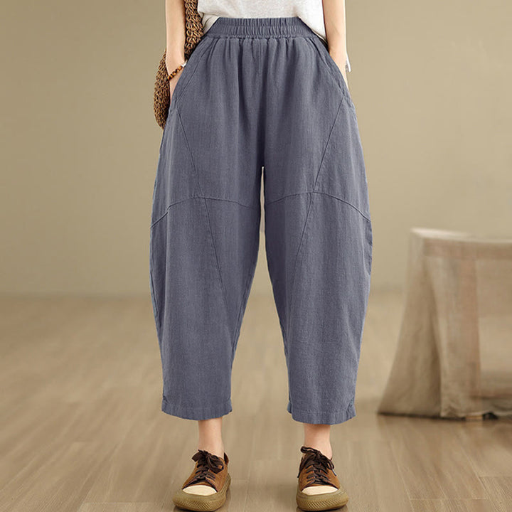 Buddha Stones Spring 7-8 Pantaloni harem da donna a tinta unita con tasche - image 14